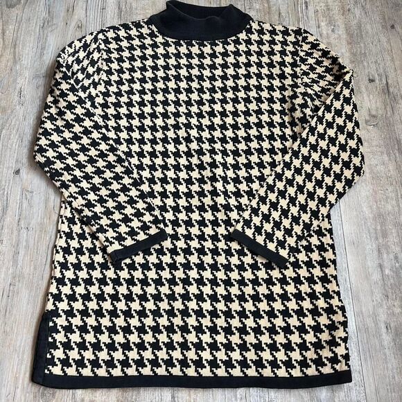 Anne Klein Sweater Women's M Houndstooth Brown Black - Picture 1 of 7